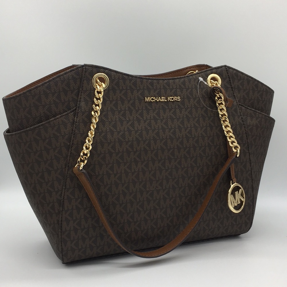 MICHAEL KORS LG CHAIN SHLDR TOTE BROWN 35F8GTVE7B NWT - Picture 2 of 16